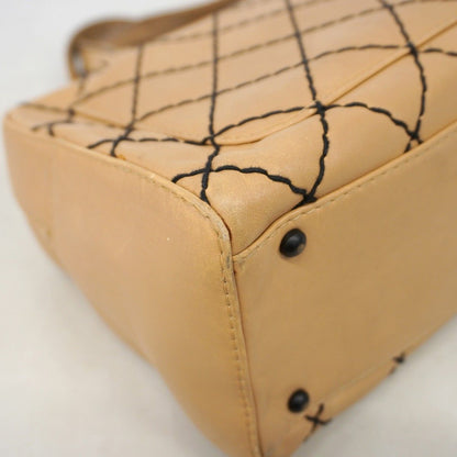 Chanel Handbag Wild Stitch Lambskin Brown Black Gold — view 6