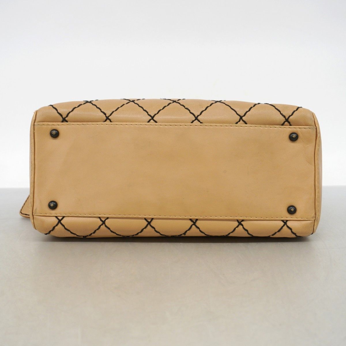 Chanel Handbag Wild Stitch Lambskin Brown Black Gold — view 3