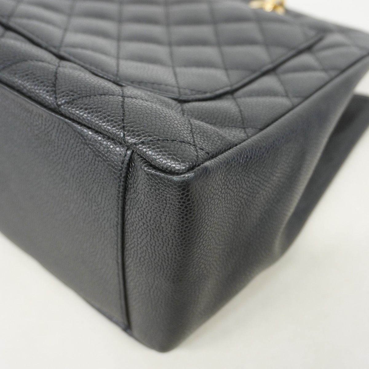 Chanel Chain Tote Quilted Caviar Leather Black Gold — view 6