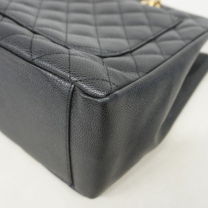 Chanel Chain Tote Quilted Caviar Leather Black Gold — view 6