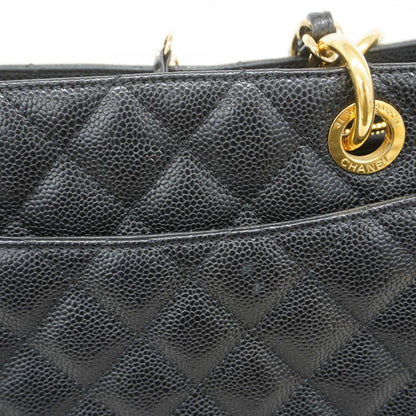 Chanel Chain Tote Quilted Caviar Leather Black Gold — view 8