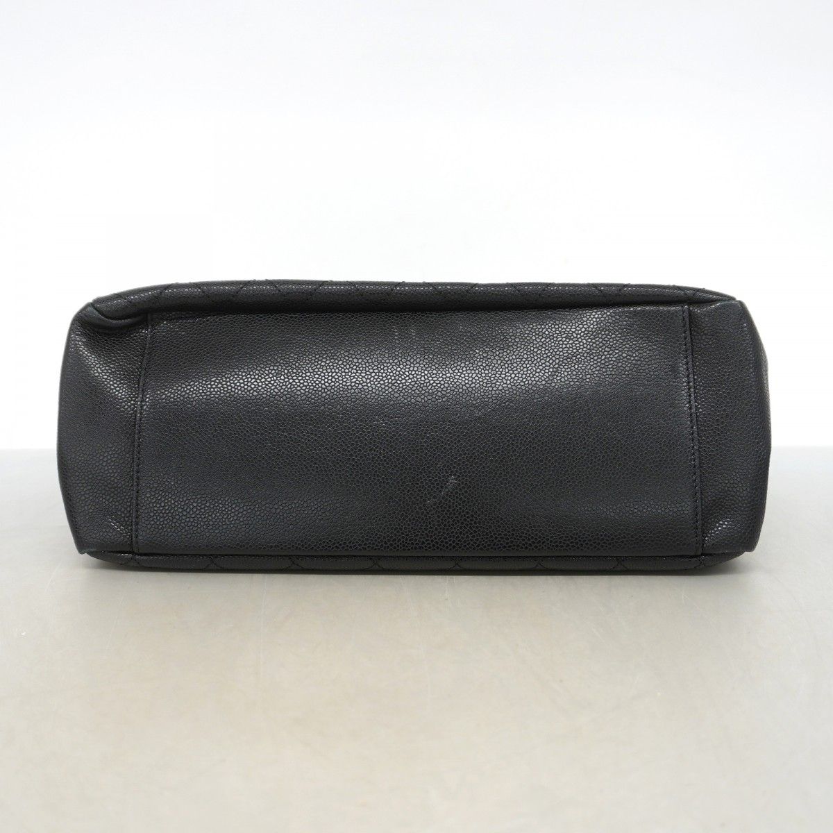 Chanel Chain Tote Quilted Caviar Leather Black Silver — view 3