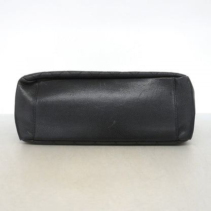 Chanel Chain Tote Quilted Caviar Leather Black Silver — view 3