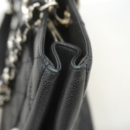 Chanel Chain Tote Quilted Caviar Leather Black Silver — view 7