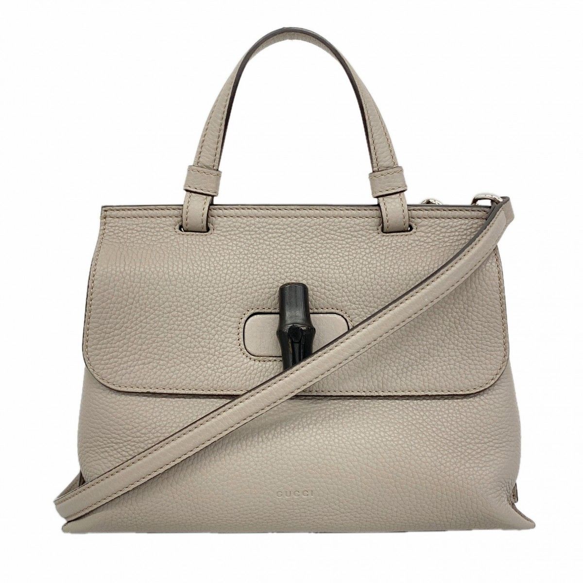 Gucci Handbag Bamboo Leather Gray Silver 2-Way Bag