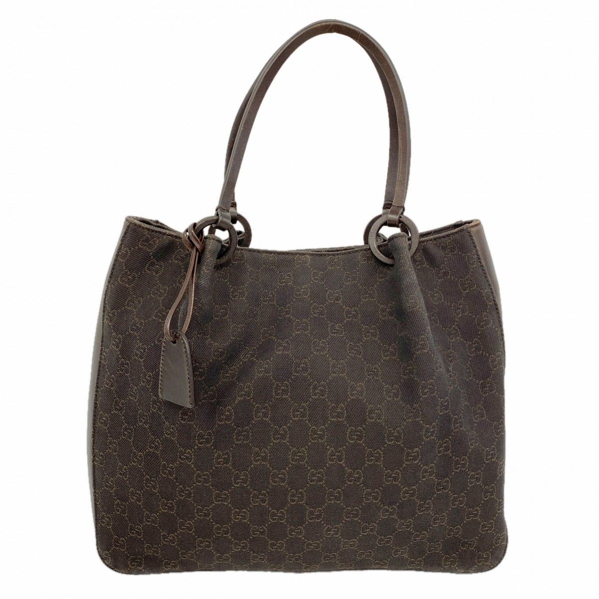 Gucci Tote Denim Dark Brown Silver