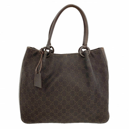 Gucci Tote Denim Dark Brown Silver