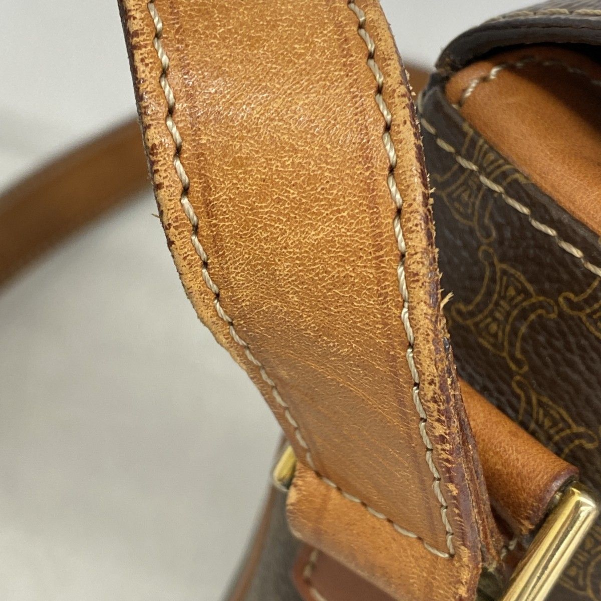 Celine Shoulder Bag Macadam Brown Gold — view 8