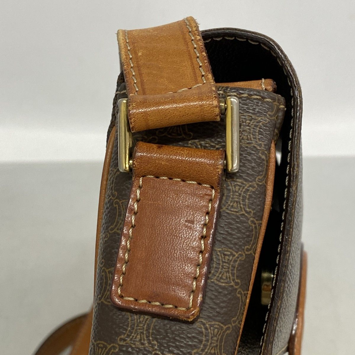 Celine Shoulder Bag Macadam Brown Gold — view 9