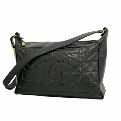 Chanel Shoulder Bag Choco Bar Lambskin Black Gold