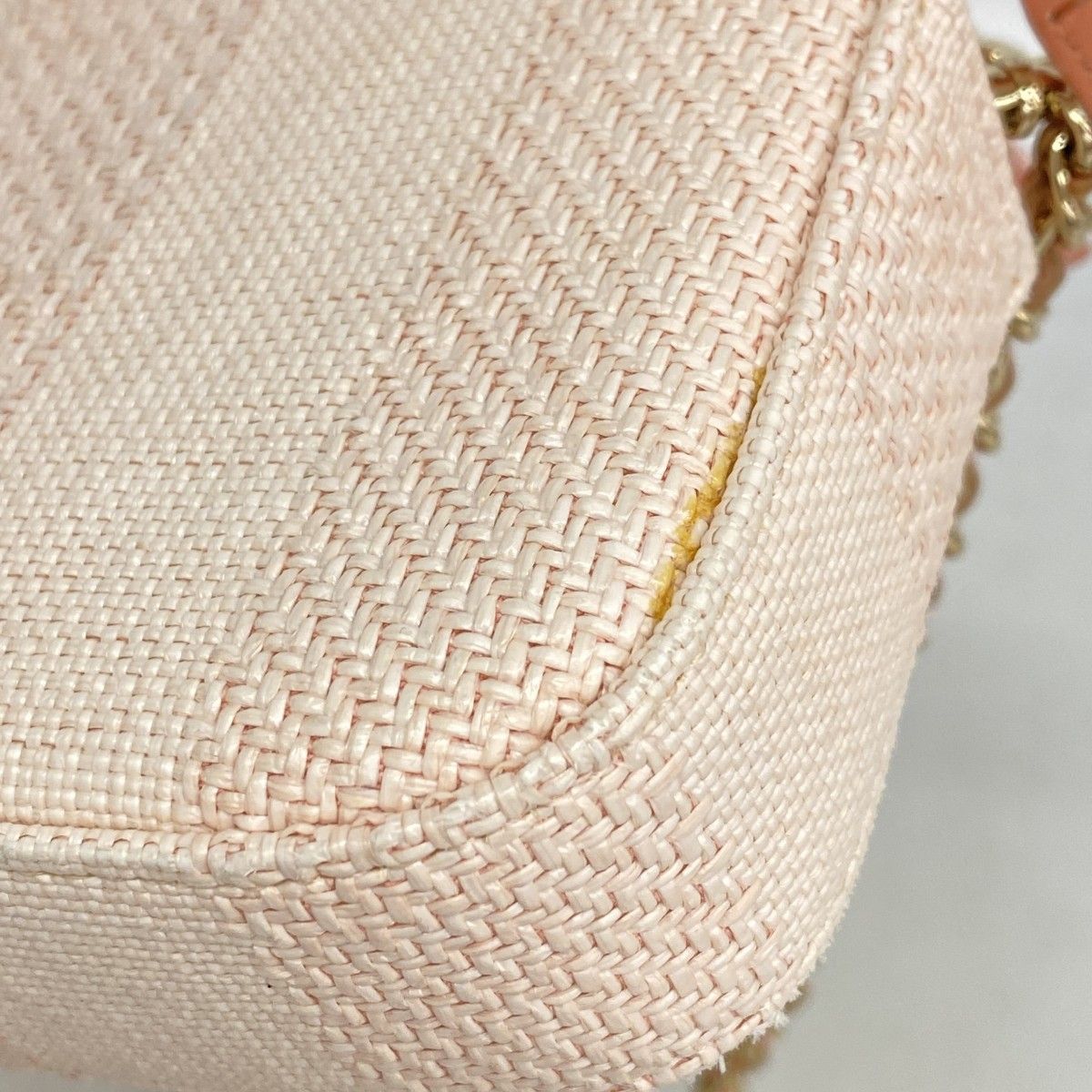 Chanel Shoulder Bag Deauville Canvas Pink Ivory Champagne Gold — view 6