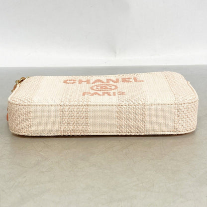 Chanel Shoulder Bag Deauville Canvas Pink Ivory Champagne Gold — view 3