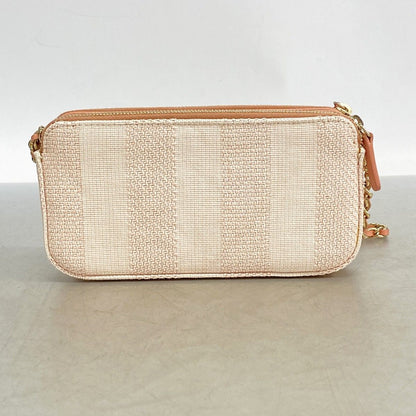 Chanel Shoulder Bag Deauville Canvas Pink Ivory Champagne Gold — view 9