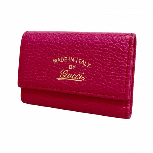 Gucci Key Case Swing Leather Pink Gold Key Holder