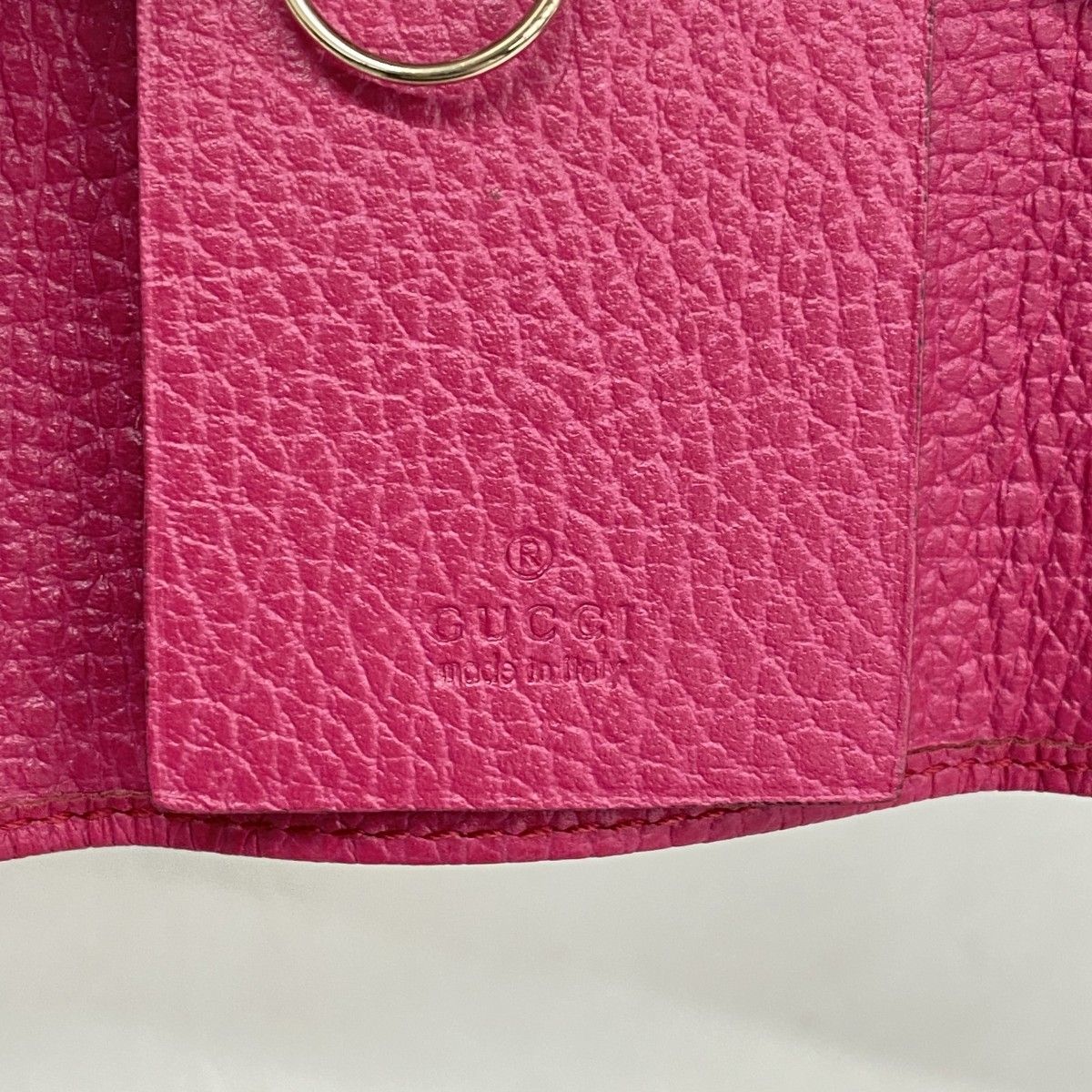 Gucci Key Case Swing Leather Pink Gold Key Holder — view 4