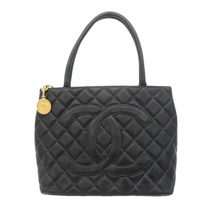 Chanel Tote Medallion Caviar Leather Black Gold
