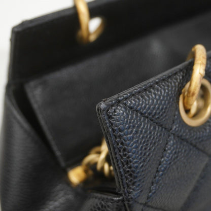 Chanel Chain Tote Quilted Caviar Leather Black Gold — view 8