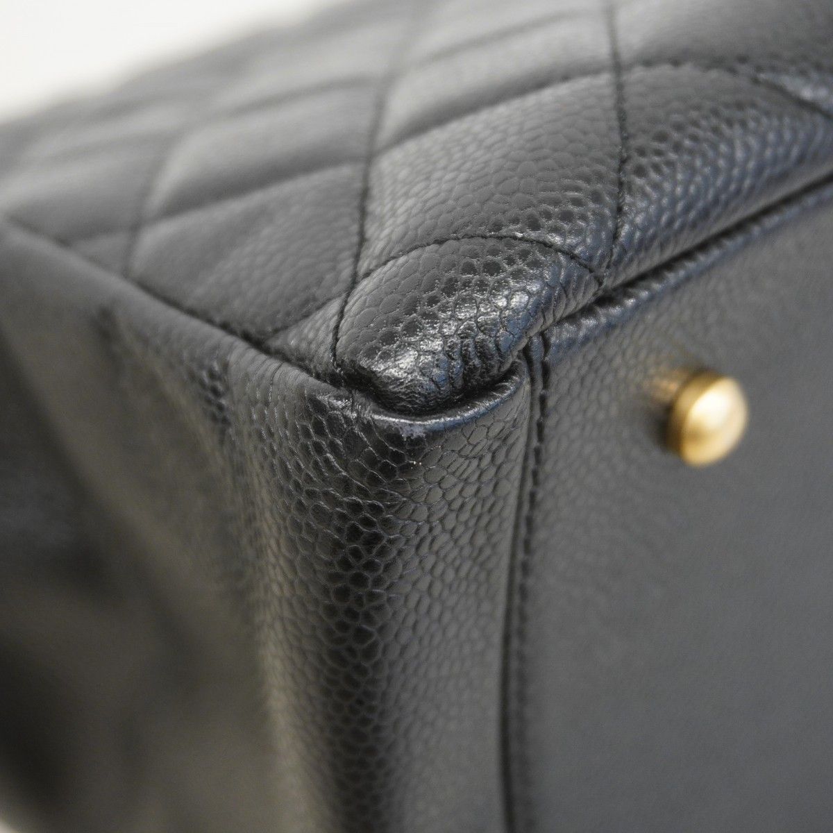 Chanel Chain Tote Quilted Caviar Leather Black Gold — view 7