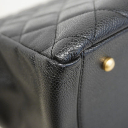 Chanel Chain Tote Quilted Caviar Leather Black Gold — view 7