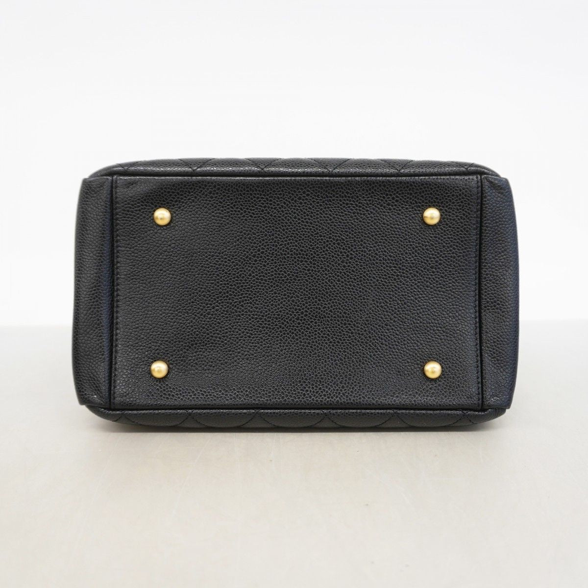 Chanel Chain Tote Quilted Caviar Leather Black Gold — view 3