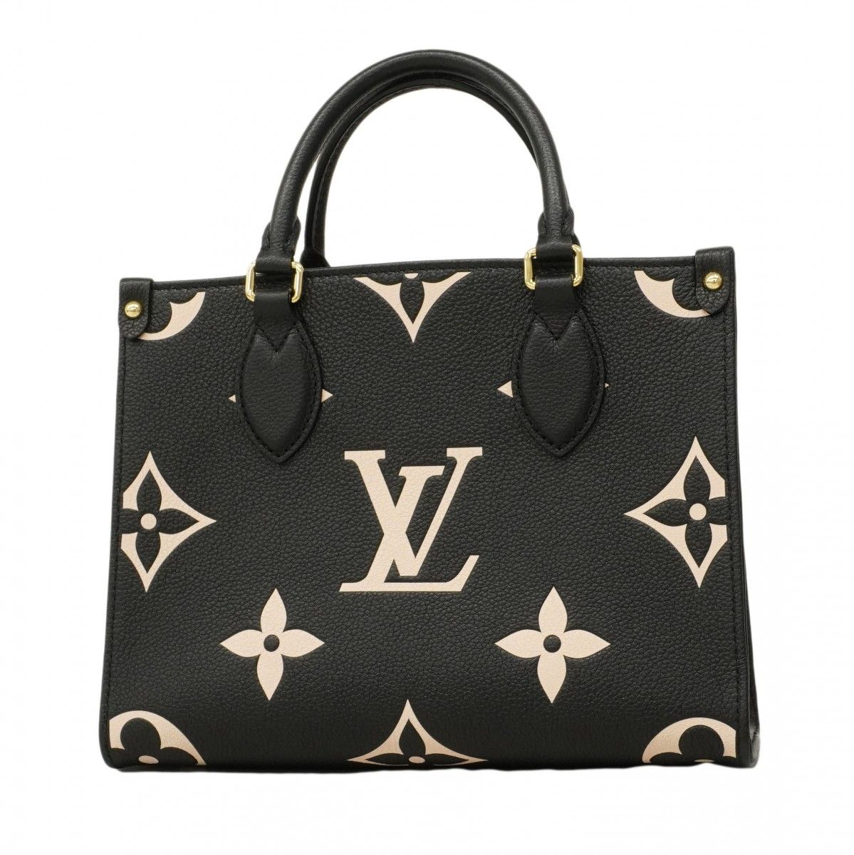 Louis Vuitton Handbag Monogram Empreinte Bicolor On The Go PM Black Beige