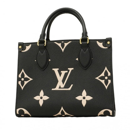Louis Vuitton Handbag Monogram Empreinte Bicolor On The Go PM Black Beige
