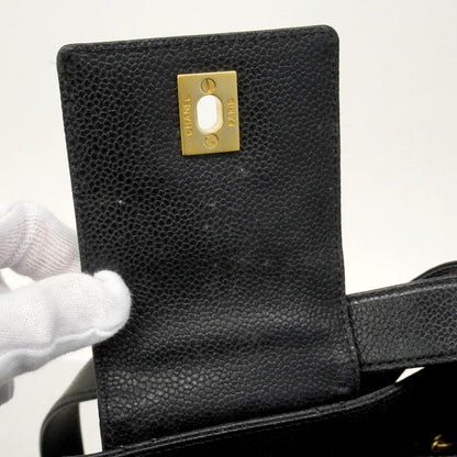 Chanel Shoulder Bag Quilted Caviar Leather Black Gold — view 9