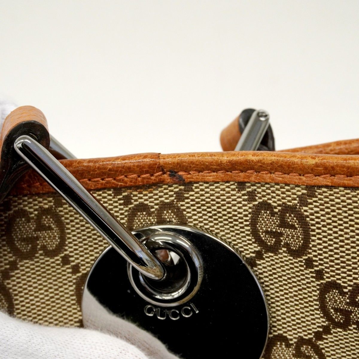 Gucci Tote GG Canvas Brown Silver — view 7