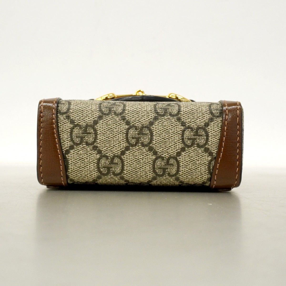 Gucci Shoulder Bag GG Supreme Horsebit Brown Gold — view 3