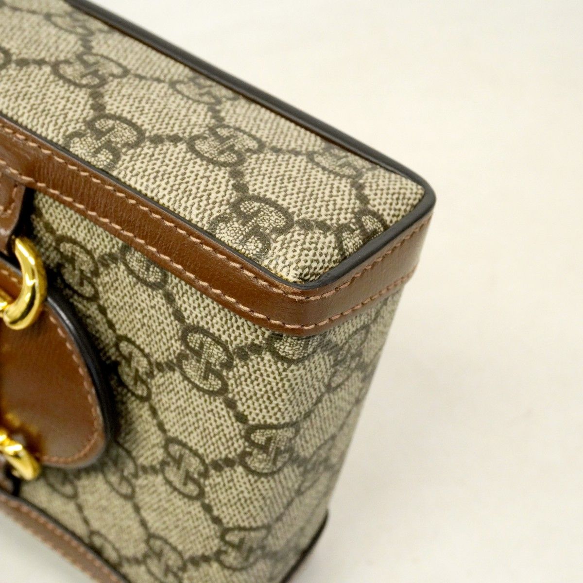 Gucci Shoulder Bag GG Supreme Horsebit Brown Gold — view 9