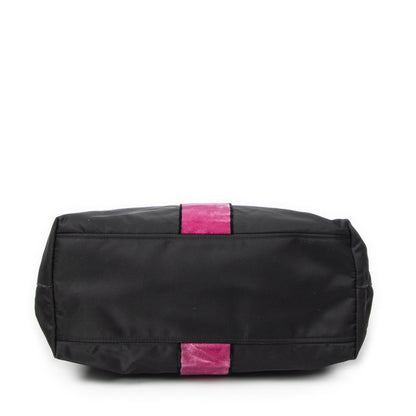 Prada Rica Trompe Rouille Tote Black Nylon Canvas — view 6