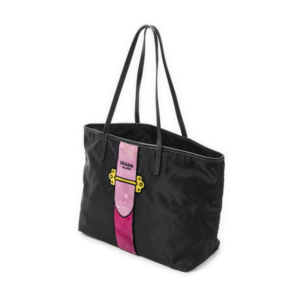 Prada Rica Trompe Rouille Tote Black Nylon Canvas — view 2