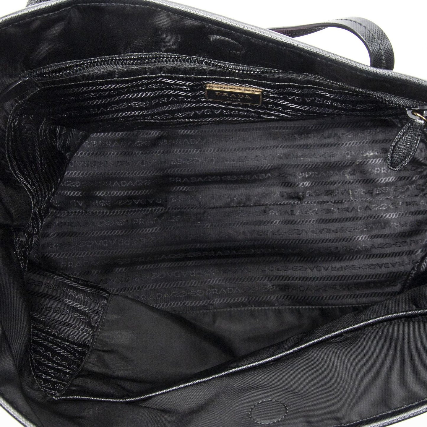 Prada Rica Trompe Rouille Tote Black Nylon Canvas — view 9