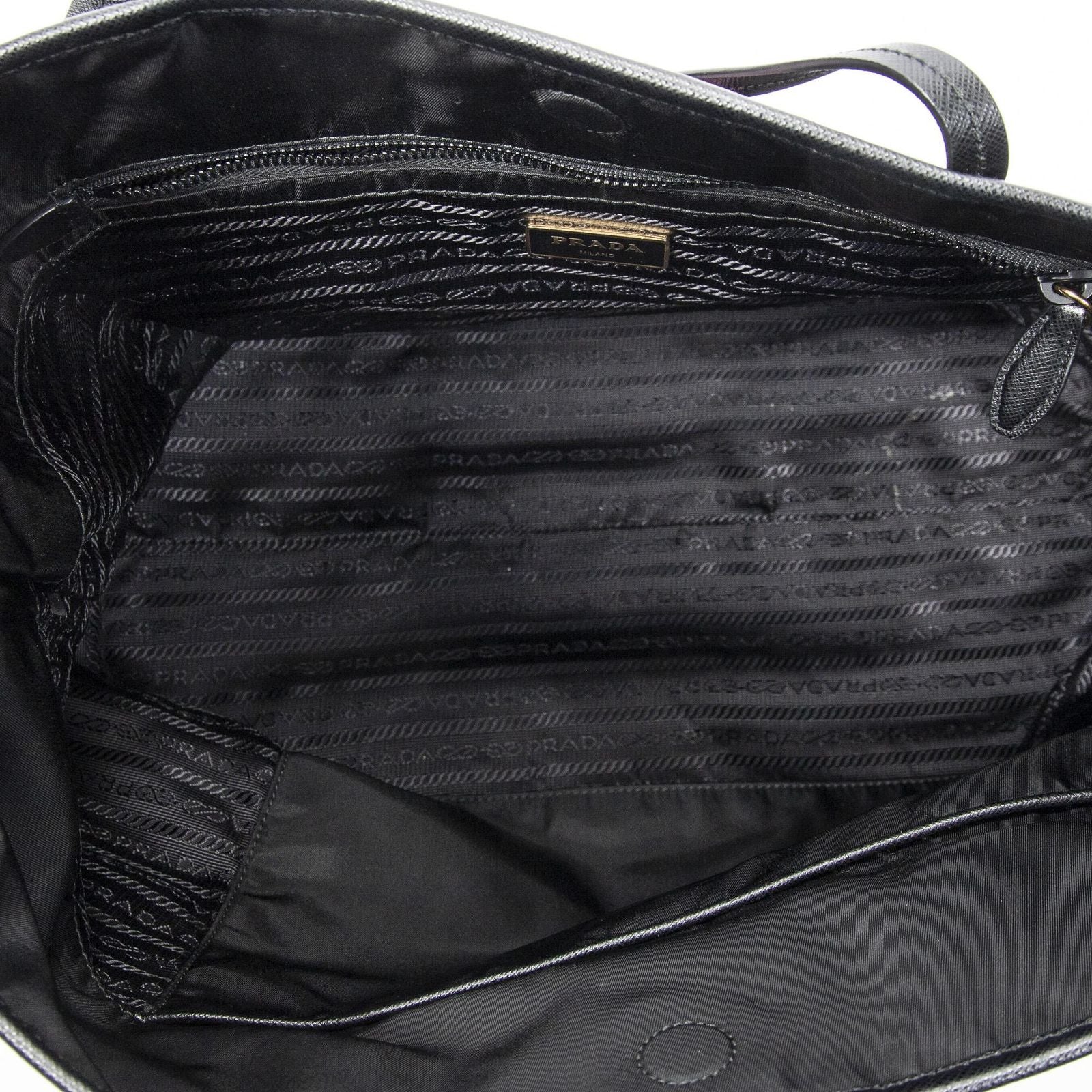 Prada Rica Trompe Rouille Tote Black Nylon Canvas — view 9