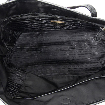 Prada Rica Trompe Rouille Tote Black Nylon Canvas — view 9