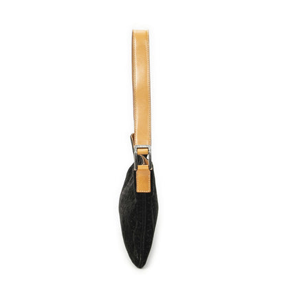 Celine Flap Shoulder Bag Black Brown Macadam Suede Leather — view 4