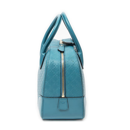 Gucci Bamboo Top Handle Teal Diamante Leathera — view 4