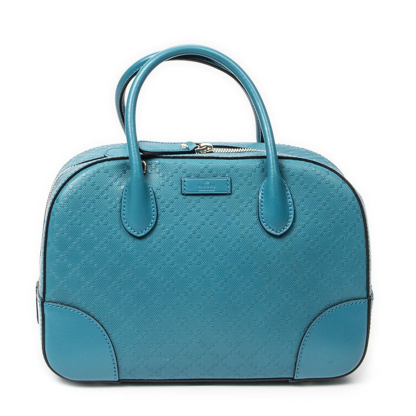 Gucci Bamboo Top Handle Teal Diamante Leathera