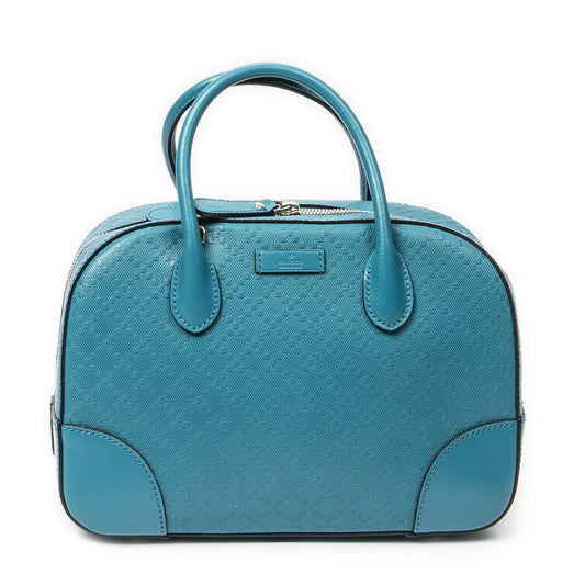 Gucci Bamboo Top Handle Teal Diamante Leathera