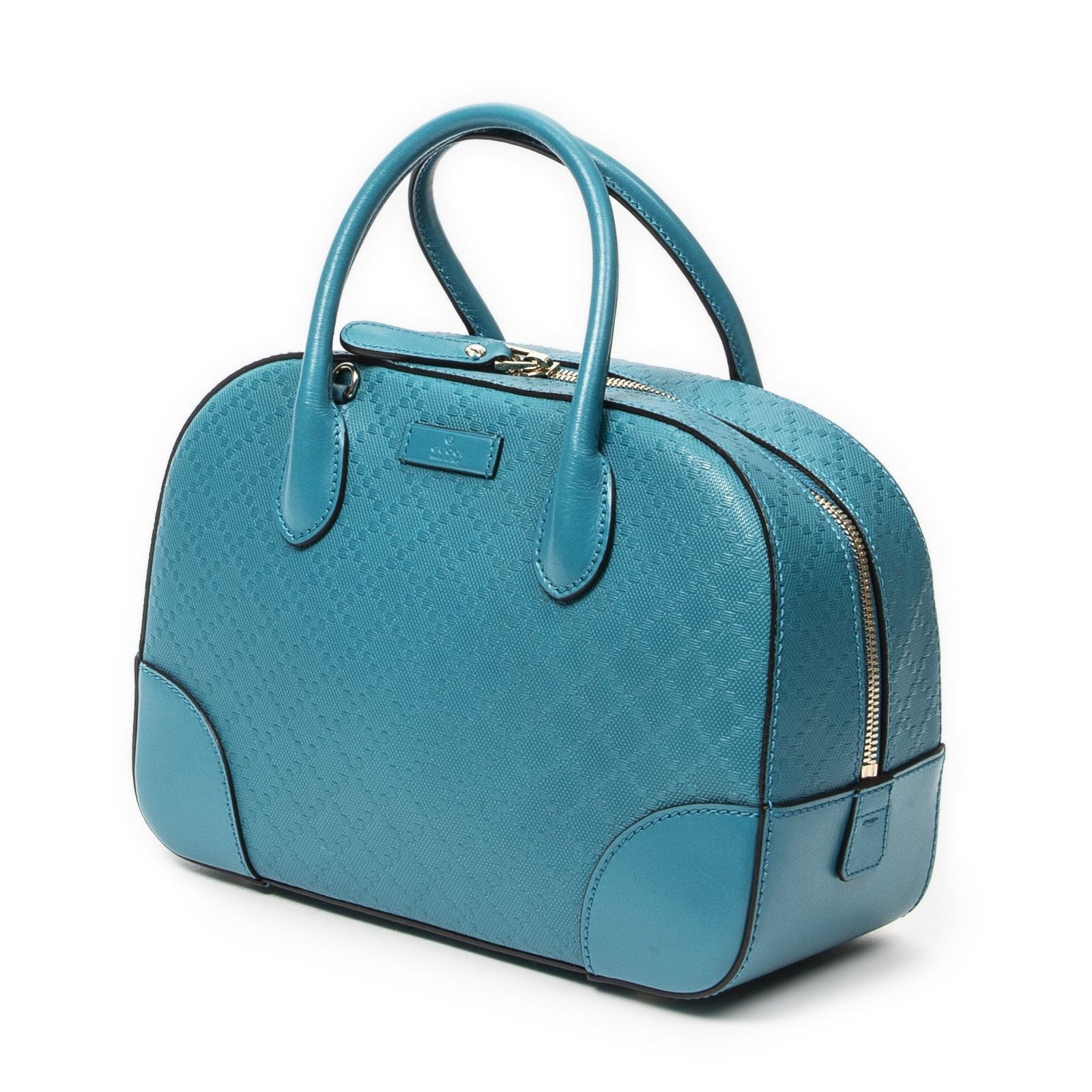 Gucci Bamboo Top Handle Teal Diamante Leathera — view 2
