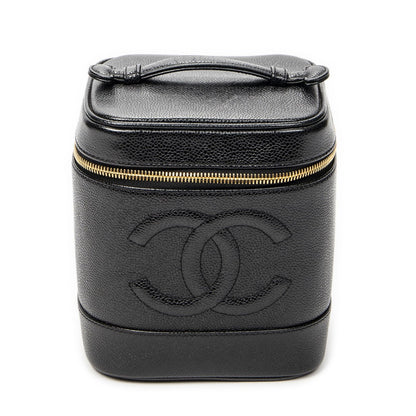 Chanel Timeless Shawl Vanity Case Black Caviar Leather