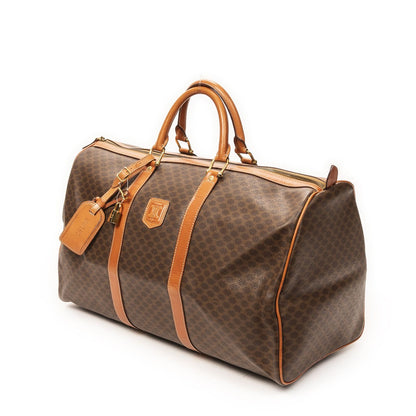 Celine Vintage Large Travel Boston Brown Macadam Canvas Shoulder Bag — view 2