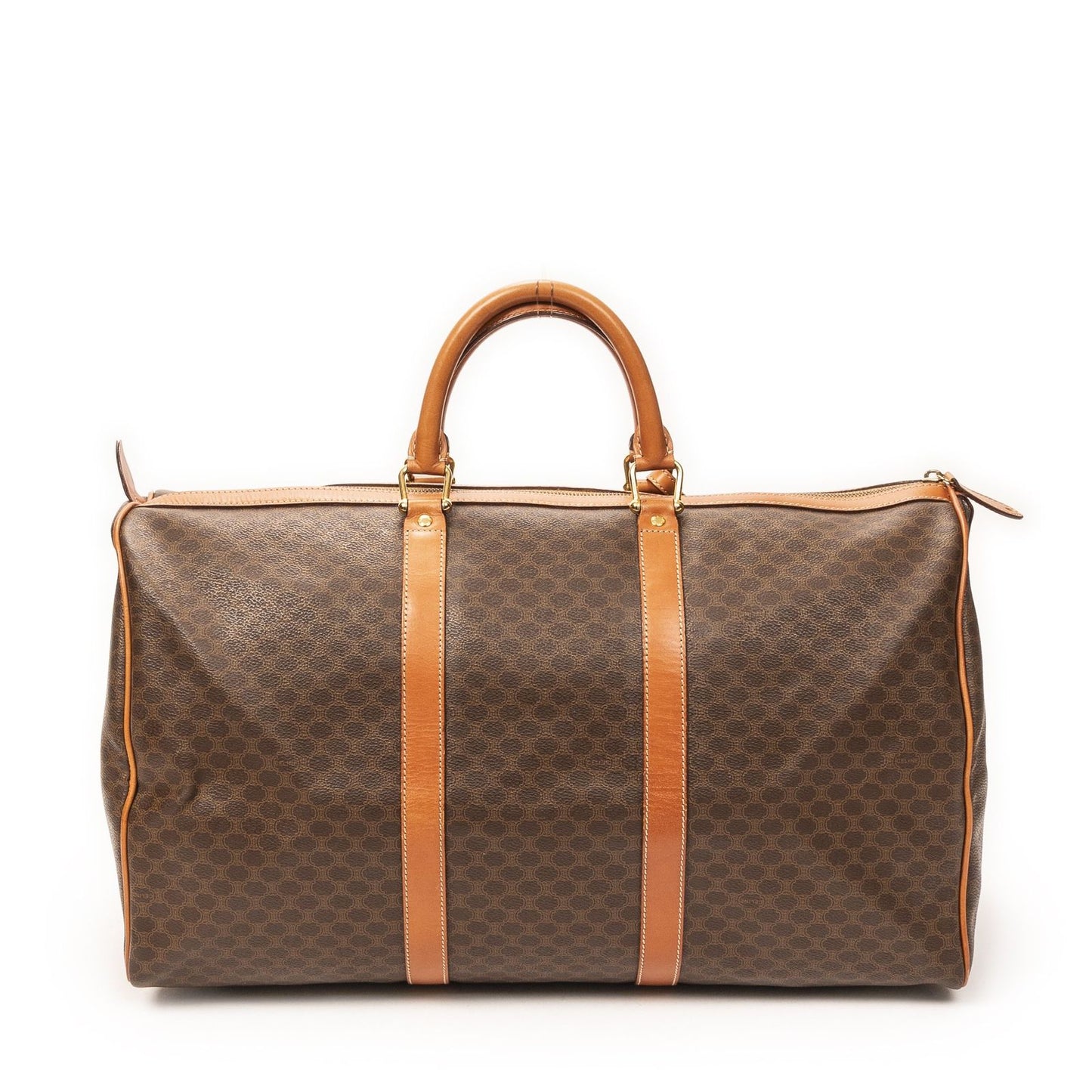 Celine Vintage Large Travel Boston Brown Macadam Canvas Shoulder Bag — view 5