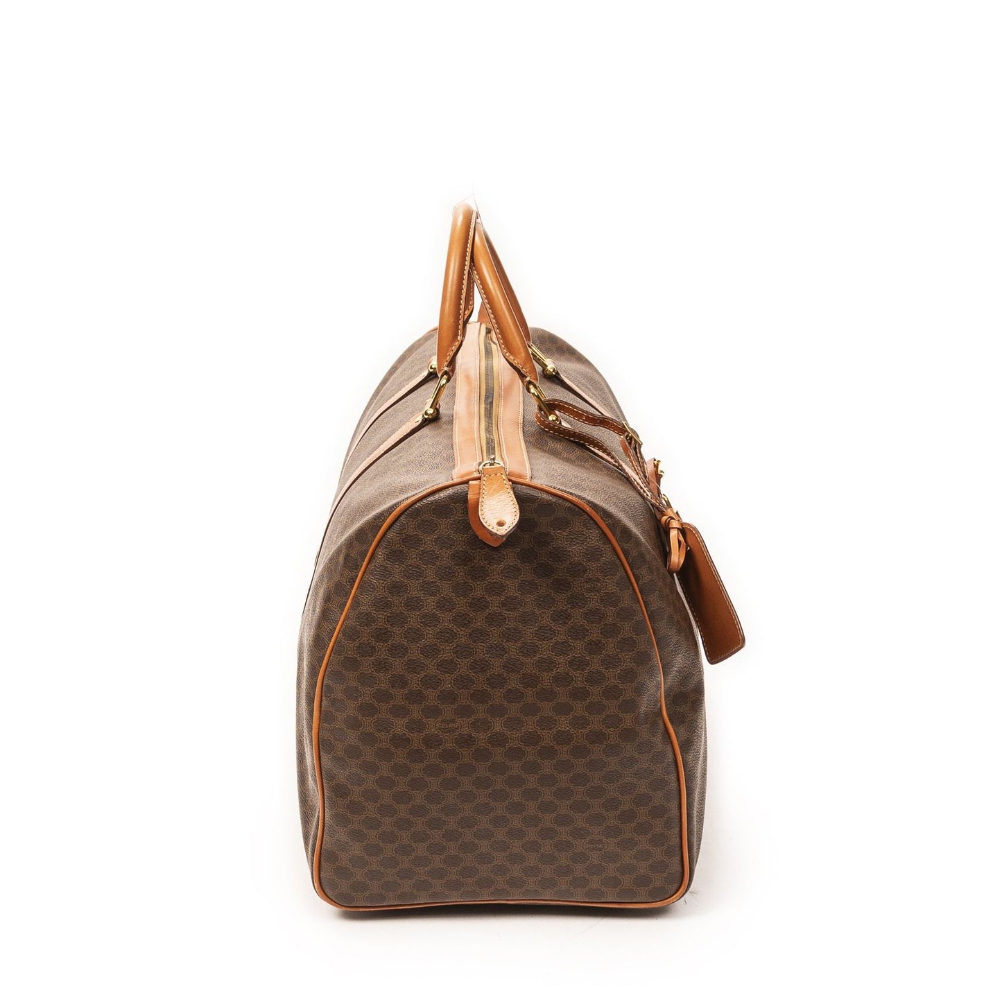 Celine Vintage Large Travel Boston Brown Macadam Canvas Shoulder Bag — view 4