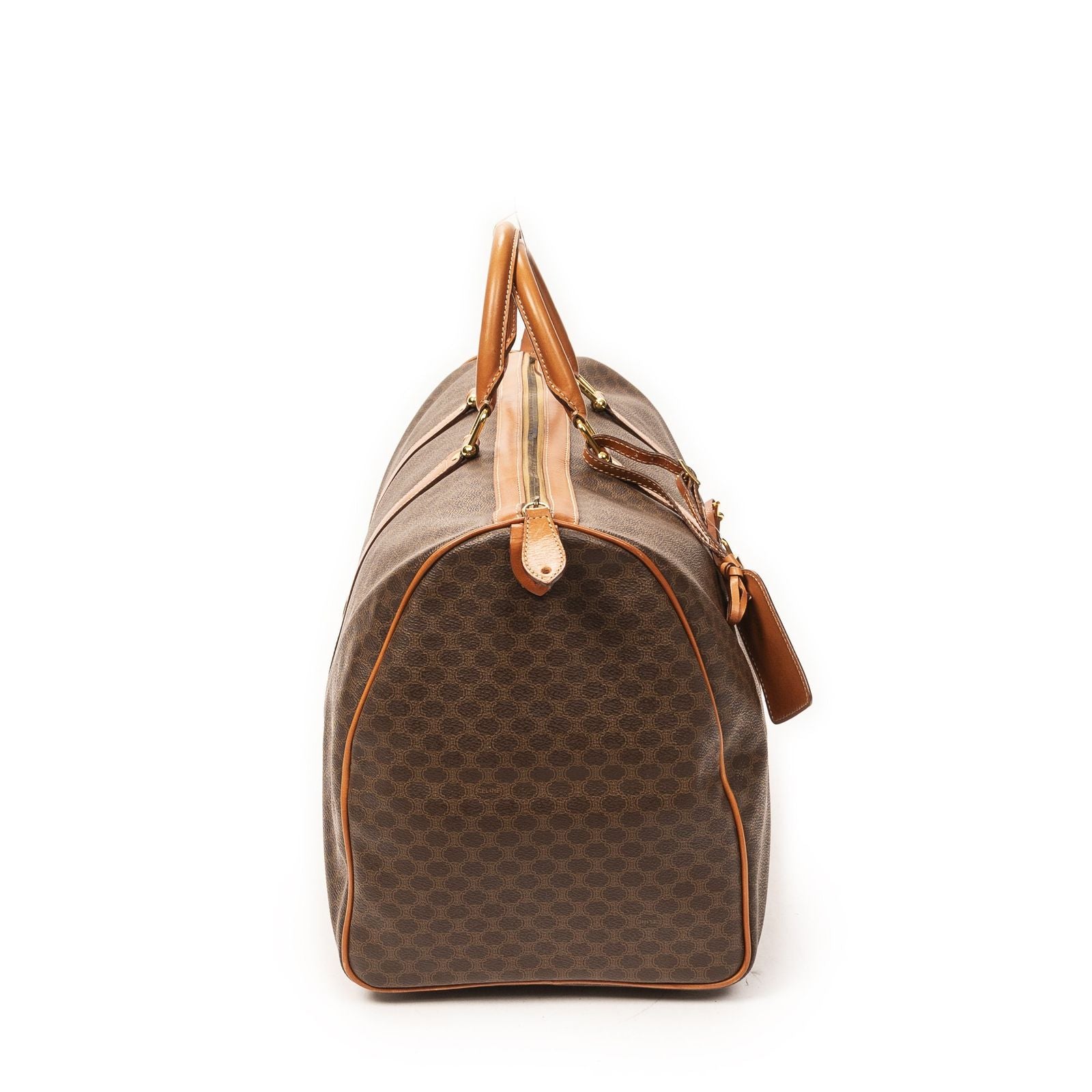 Celine Vintage Large Travel Boston Brown Macadam Canvas Shoulder Bag — view 4