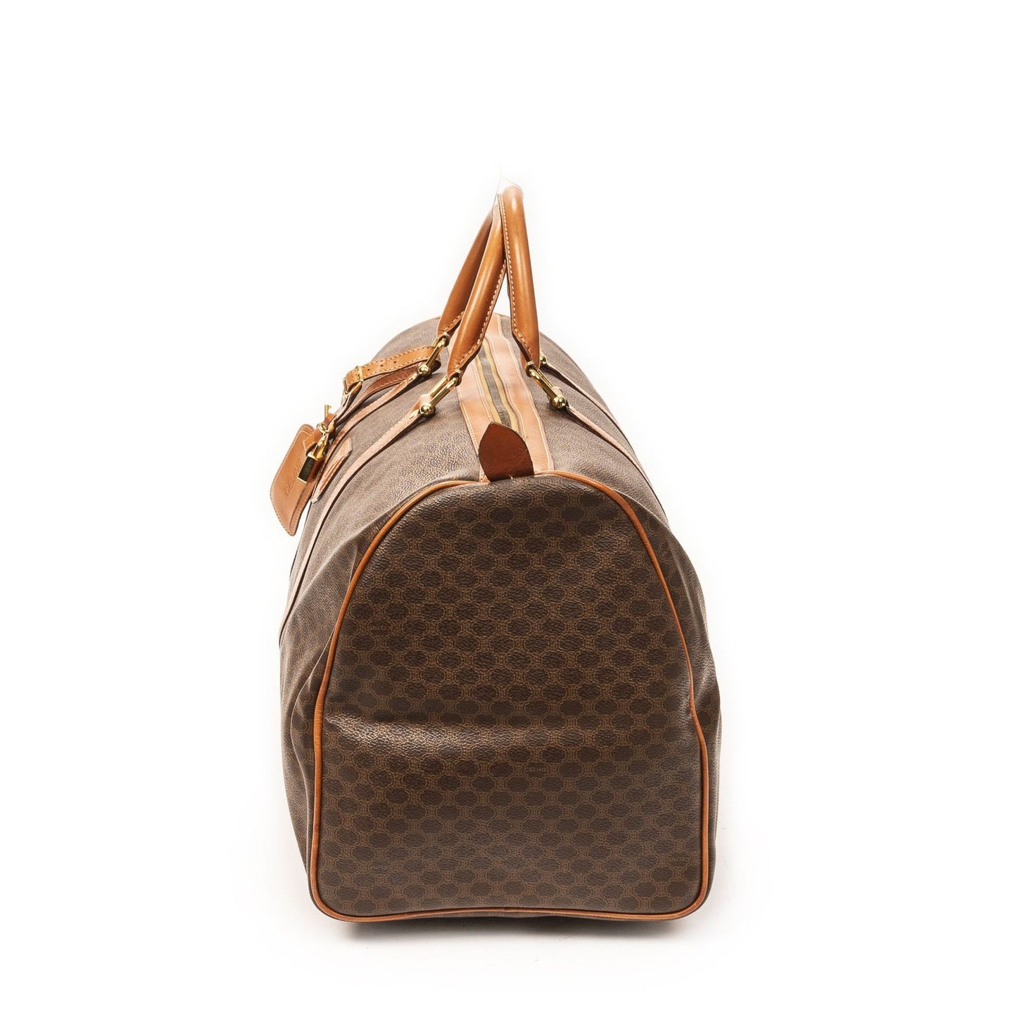 Celine Vintage Large Travel Boston Brown Macadam Canvas Shoulder Bag — view 3