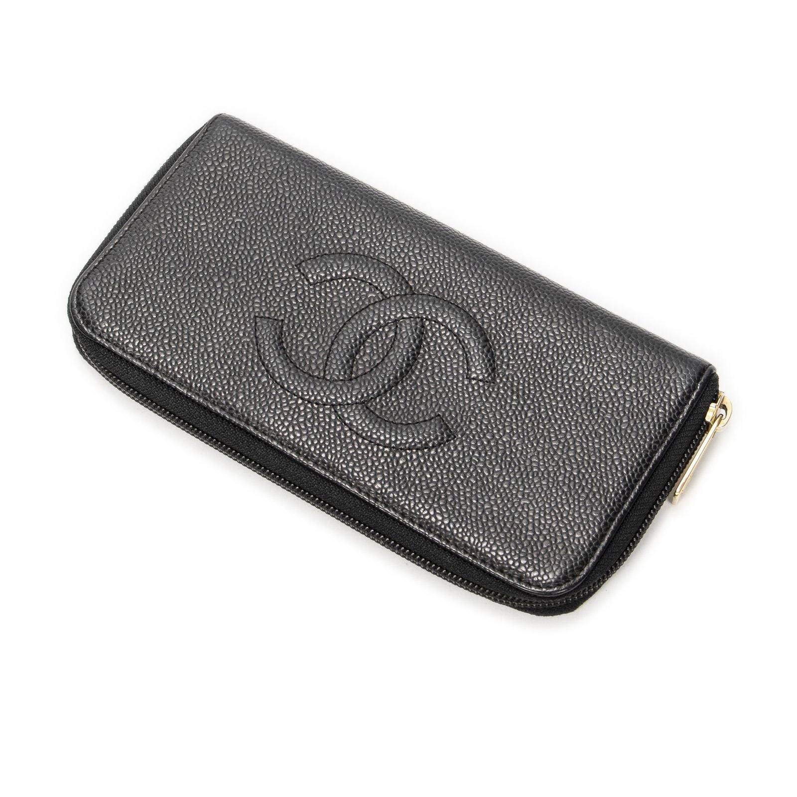 Chanel Timeless Zip Around Wallet Black Caviar Leather
