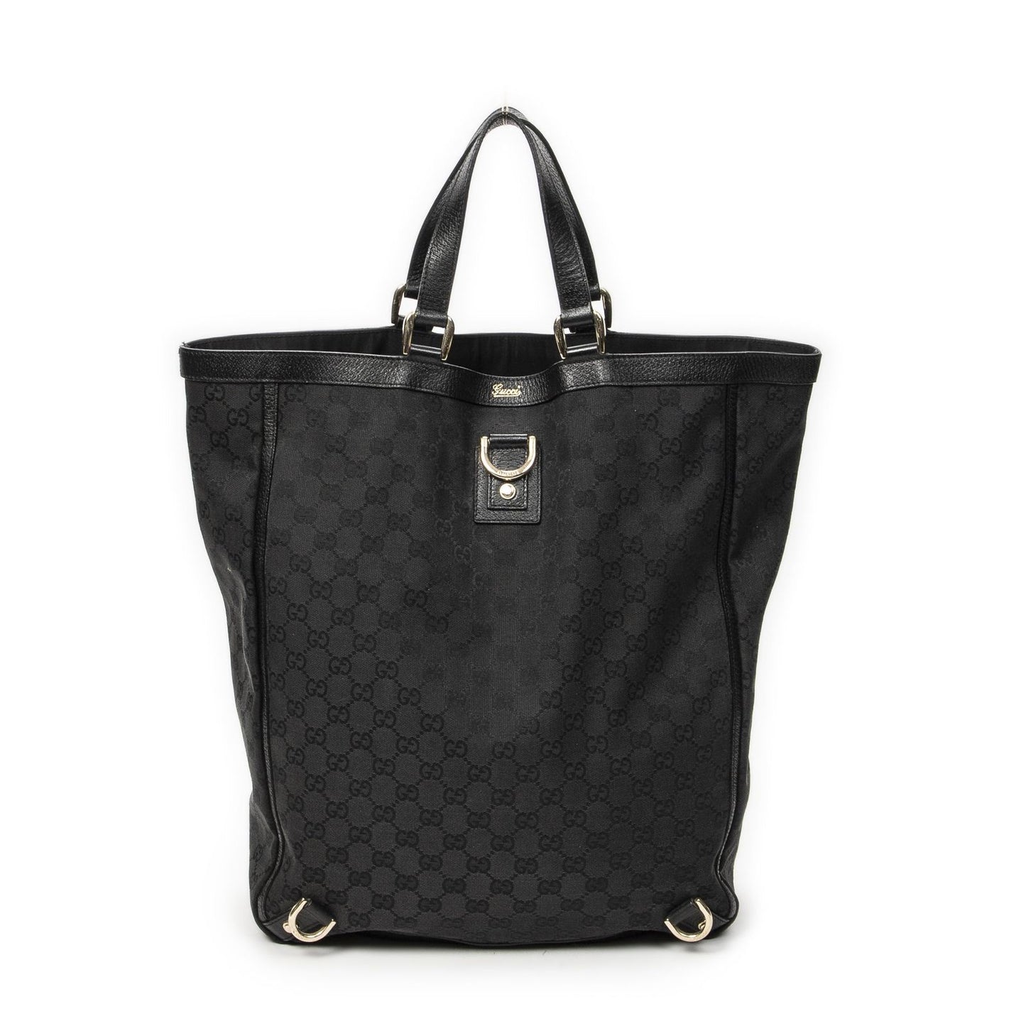 Gucci Abbey D-ring Vertical Tote Black GG Canvas