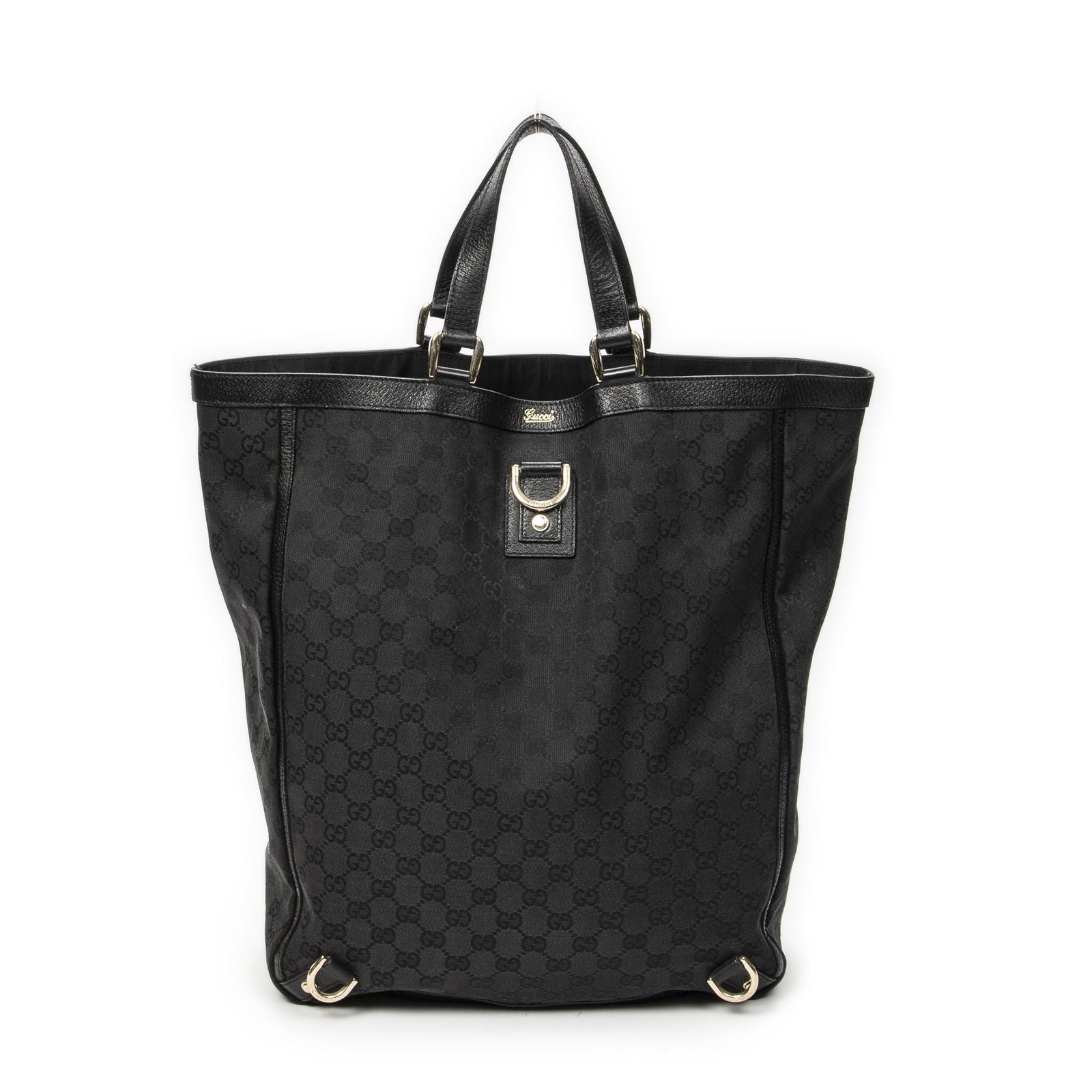 Gucci Abbey D-ring Vertical Tote Black GG Canvas