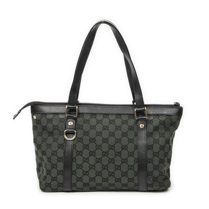 Gucci Abbey Ring Tote Green Black GG Canvas — view 5
